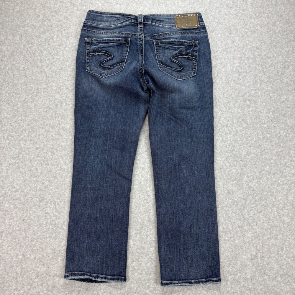 Silver Jeans Suki Capri Jeans 29x22.5 Blue Mid Rise Curvy Stretch Boho Comfort - Picture 3 of 9